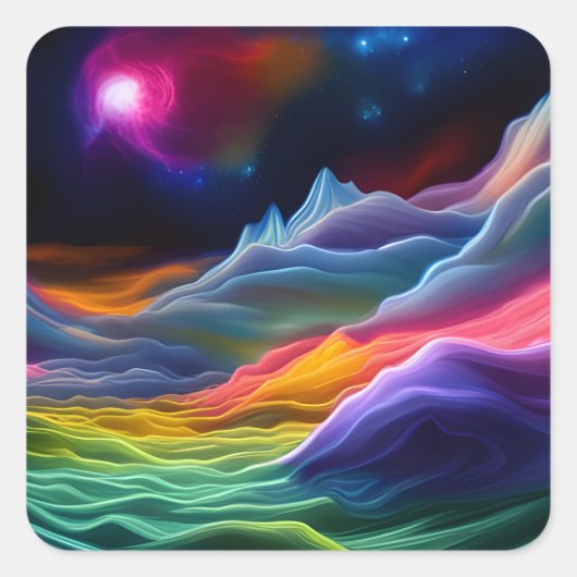 Fantasy Space Escape Quadratischer Aufkleber (Vorderseite)