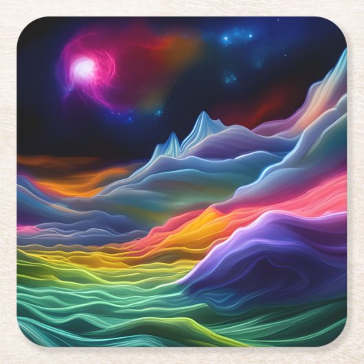 Fantasy Space Escape Rechteckiger Pappuntersetzer (Vorderseite)