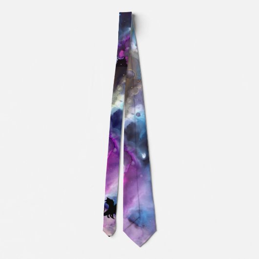 Fantasy Space Nebula Dragon Pink Blue Neck Tie Krawatte (Rückseite)
