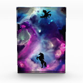 Fantasy Space Nebula Einhorn Drache Rosa Blau Fotoblock (Vorderseite)