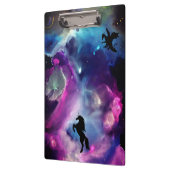 Fantasy Space Nebula Einhorn Drache Rosa Blau Klemmbrett (Links)