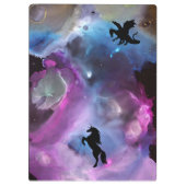 Fantasy Space Nebula Einhorn Drache Rosa Blau Klemmbrett (Rückseite)