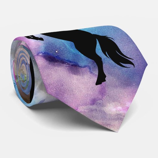 Fantasy Space Nebula Einhorn Drache Rosa Blau Krawatte (Gerollt)