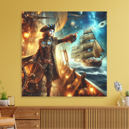 Fantasy Space Pirate Steampunk Vintag Viktorianisc Leinwanddruck