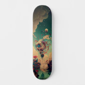 Fantasy Space Roboter Art Skateboard (Vorderseite)