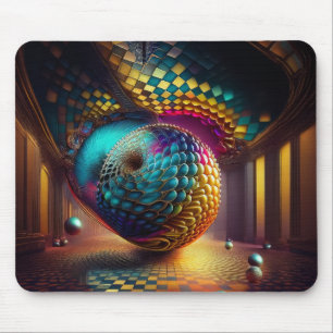 Fantasy-Sphäre in Schachbrett-Halle Mousepad