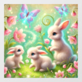 Fantasy Spring Bunny Garden Fensteraufkleber (Blatt)