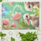 Fantasy Spring Bunny Garden Geschirrtuch (Gefaltet)