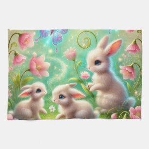 Fantasy Spring Bunny Garden Geschirrtuch