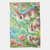 Fantasy Spring Bunny Garden Geschirrtuch (Vertikal)