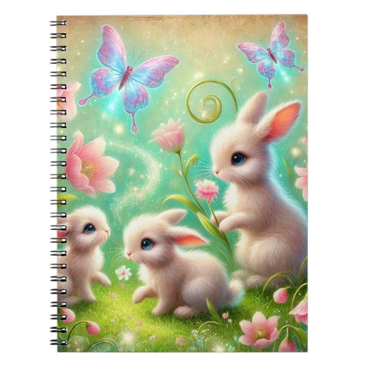 Fantasy Spring Bunny Garden Notizblock (Vorderseite)