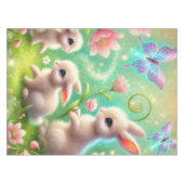Fantasy Spring Bunny Garden Tischdecke (Vorderseite (Horizontal))