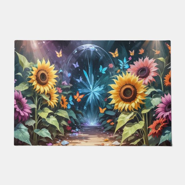 Fantasy Spring Garden Sunflower Rug Fußmatte (Vorderseite)