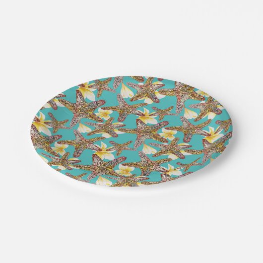 Fantasy Starfish Muster Pappteller (Schrägansicht)