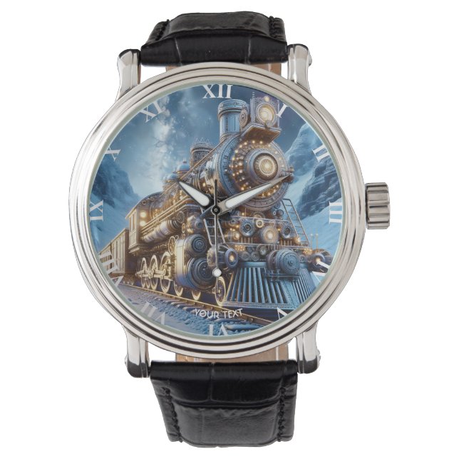 Fantasy Steam Train Winter Armbanduhr (Vorderseite)