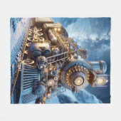 Fantasy Steam Train Winter Fleecedecke (Vorderseite (Horizontal))