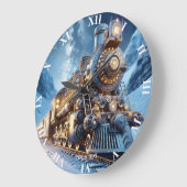 Fantasy Steam Train Winter Große Wanduhr (Winkel)