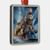Fantasy Steam Train Winter Ornament Aus Metall (Rechts)