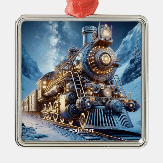 Fantasy Steam Train Winter Ornament Aus Metall (Vorne)