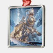 Fantasy Steam Train Winter Ornament Aus Metall (Links)