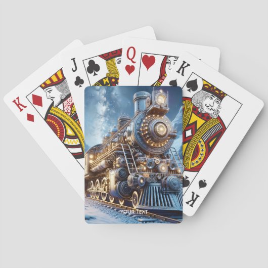 Fantasy Steam Train Winter Spielkarten (Rückseite)