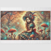 Fantasy-Steampunk-Alice-auf-Pilz-Decoupage Seidenpapier (Vorderseite)
