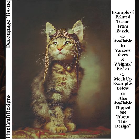 Fantasy Steampunk Aviator Kitten FB6L Dekoupage Seidenpapier