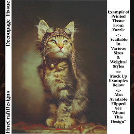 Fantasy Steampunk Aviator Kitten FB6R Decoupage Seidenpapier