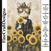 Fantasy Steampunk Cat, Sonnenblumen AL1F Decoupage Seidenpapier