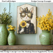 Fantasy Steampunk Cat, Sonnenblumen AL1F Decoupage Seidenpapier
