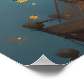 Fantasy Steampunk City Aerial View Poster (Ecke)