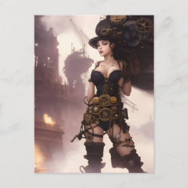 Fantasy Steampunk Frau Postkarte