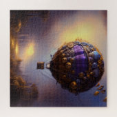 Fantasy Steampunk Lila Vintage Heißluftballon Puzzle (Horizontal)