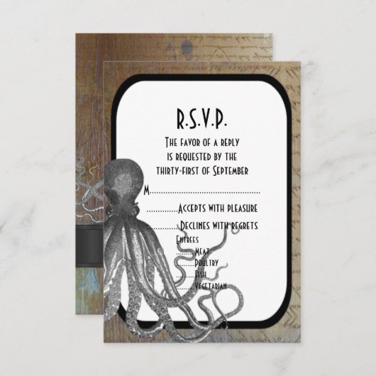 Fantasy steampunk Moderne Hochzeit R.S.V.P RSVP Karte (Vorne/Hinten)