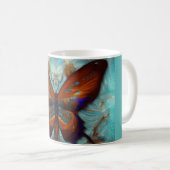 Fantasy Steampunk Orange Butterfly Aqua Kaffeetasse (VorderseiteRechts)