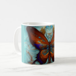 Fantasy Steampunk Orange Butterfly Aqua Kaffeetasse