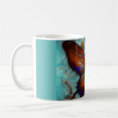 Fantasy Steampunk Orange Butterfly Aqua Kaffeetasse (Links)