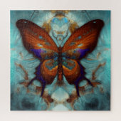 Fantasy Steampunk Orange Butterfly Aqua Puzzle (Vertikal)