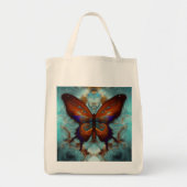 Fantasy Steampunk Orange Butterfly Aqua Tragetasche (Vorne)