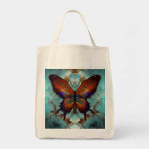 Fantasy Steampunk Orange Butterfly Aqua Tragetasche