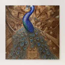 Fantasy Steampunk Peacock Blue in Watercolor
