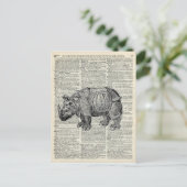 Fantasy steampunk Rhinoceros Postkarte (Stehend Vorderseite)