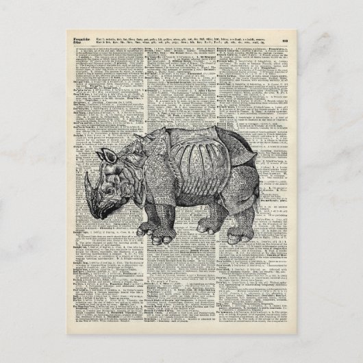 Fantasy steampunk Rhinoceros Postkarte (Vorderseite)