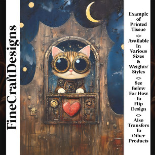 Fantasy Steampunk Tabby Cat Kitten AR1 Decoupage Seidenpapier