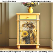 Fantasy Steampunk Tiger, Sonnenblumen AK9F Decoupa Seidenpapier