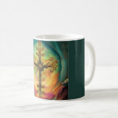 Fantasy Steampunk Verziert Cross in Aqua Kaffeetasse (VorderseiteRechts)