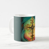 Fantasy Steampunk Verziert Cross in Aqua Kaffeetasse (Vorderseite Links)