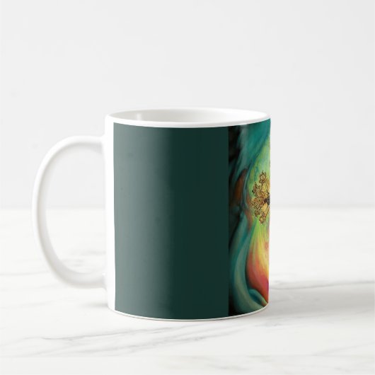 Fantasy Steampunk Verziert Cross in Aqua Kaffeetasse (Links)