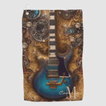 Fantasy Steampunk Vintag Blue Guitar