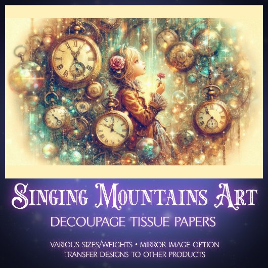 Fantasy Steampunk Vintage Alice Seidenpapier